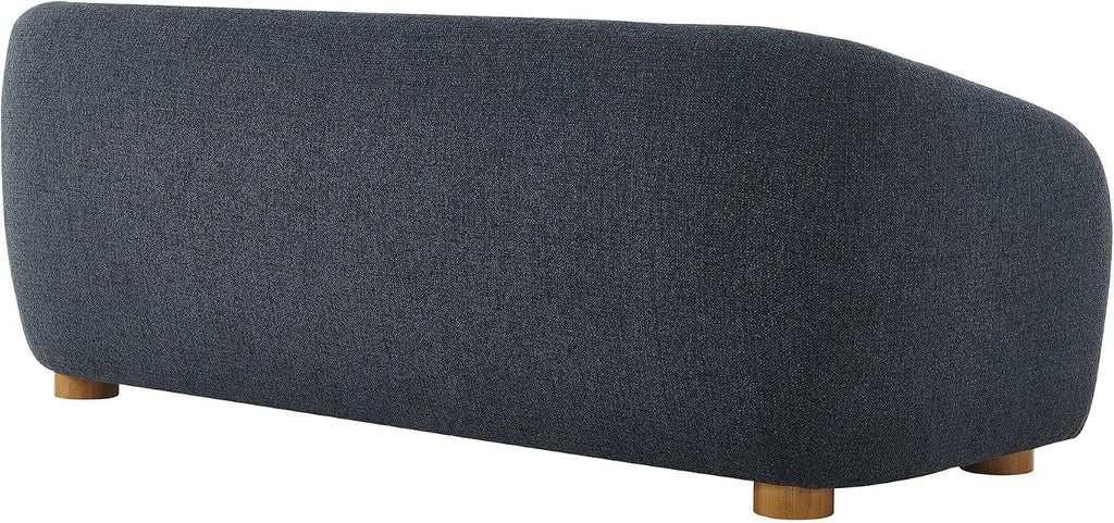 Modway Holland 85 Inch Minimalist Curved Back Sofa in Navy – Chenille Fabric Sofa with Ball Throw Pillows and Wood Feet – Modern 3-Seater Couch for Living Room
