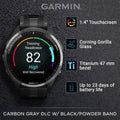 Garmin Forerunner 965 Premium GPS Running and Triathlon 47mm Smartwatch with AMOLED Touchscreen Display, Carbon Gray DLC Titanium Bezel Black Silicone Band E-Bank Bundle, Black +E-bank
