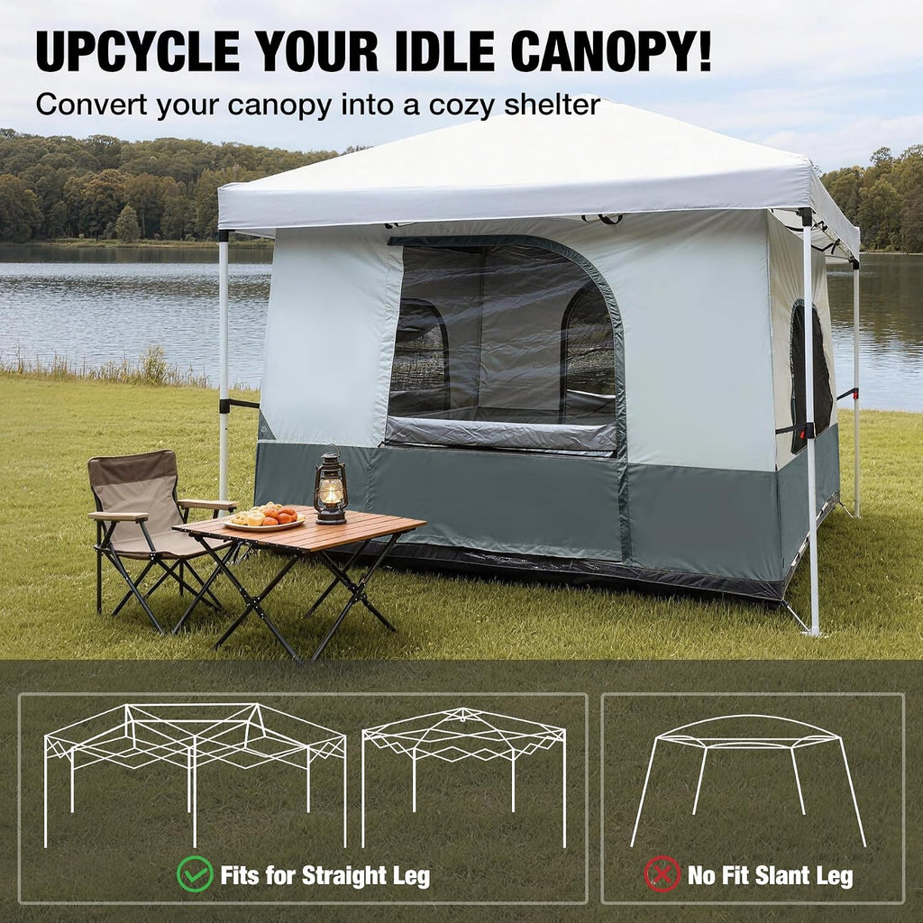 REDCAMP Canopy Camping Tent for Pop Up Canopy Tent, Inner Tent Converts Straight Leg 10'x10' or 10'x20' Canopy into Camping Tent, Fits 4-6 Person(Frame/Shelter NOT Included)