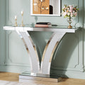 Tribesigns Mirrored Console Table, Modern Sliver Entryway Sofa Table with Crystal Inlay Frames for Living Room, Hallway, Foyer