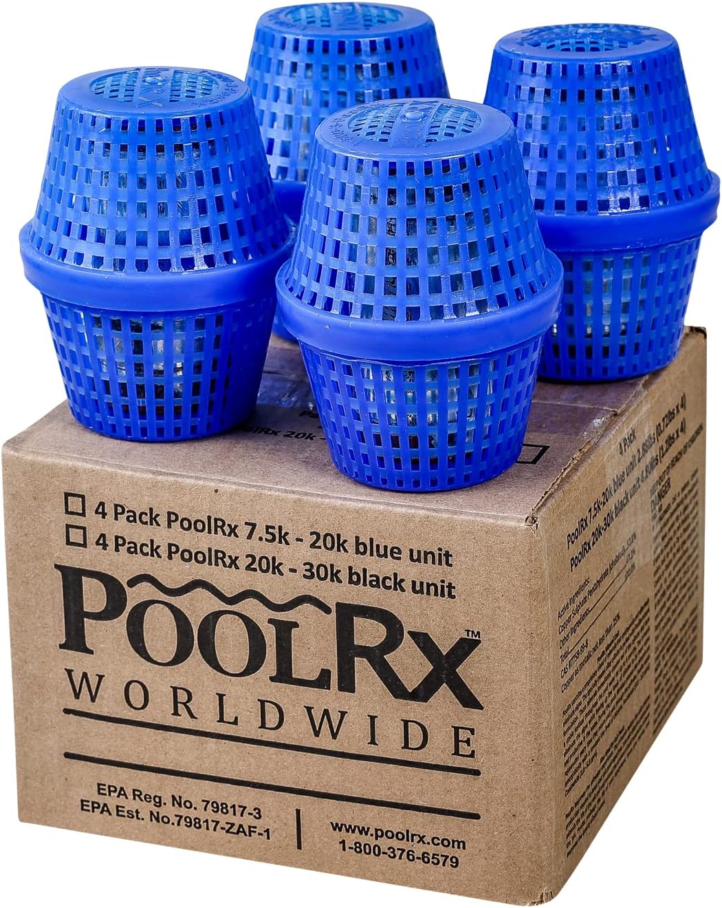Pool RX 101003 Swimming Pool Algaecide, 4 Pack, Blue & PoolRX+ spa Unit 400-1,000 gallons