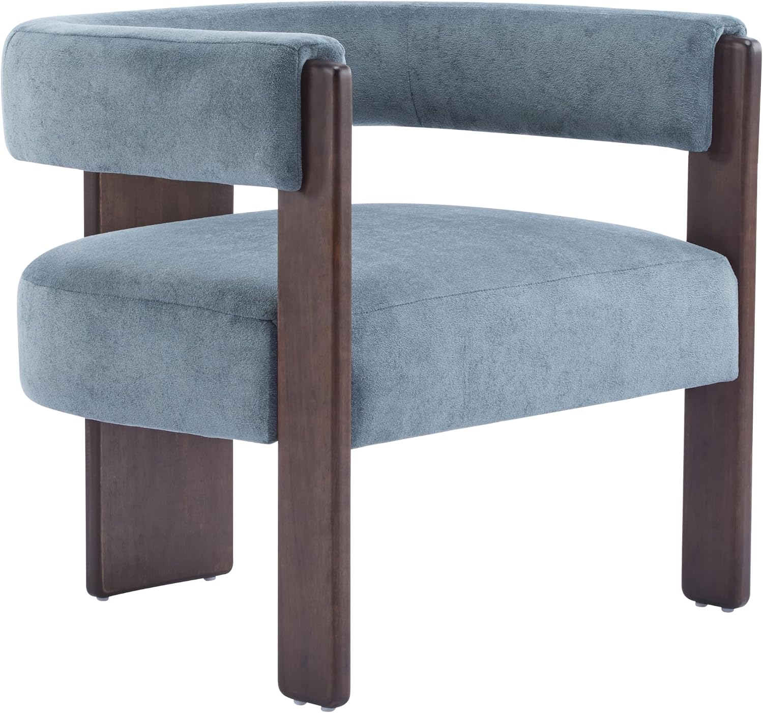 Christopher Knight Home Nettie Modern Accent Chair for Living Room, Velvet Fabric Single Lounge Sofa Chair with Wooden Frame, Comfy Reading Chair for Bedroom, Lounge Armchair with Cushion, Dusky Blue