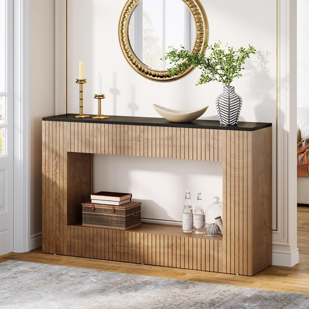 Tribesigns Modern Console Table, 55-Inch Wood Entryway Table with Storage, Narrow Long Sofa Table Behind Couch Table for Living Room, Foyer, Hallway, Brown