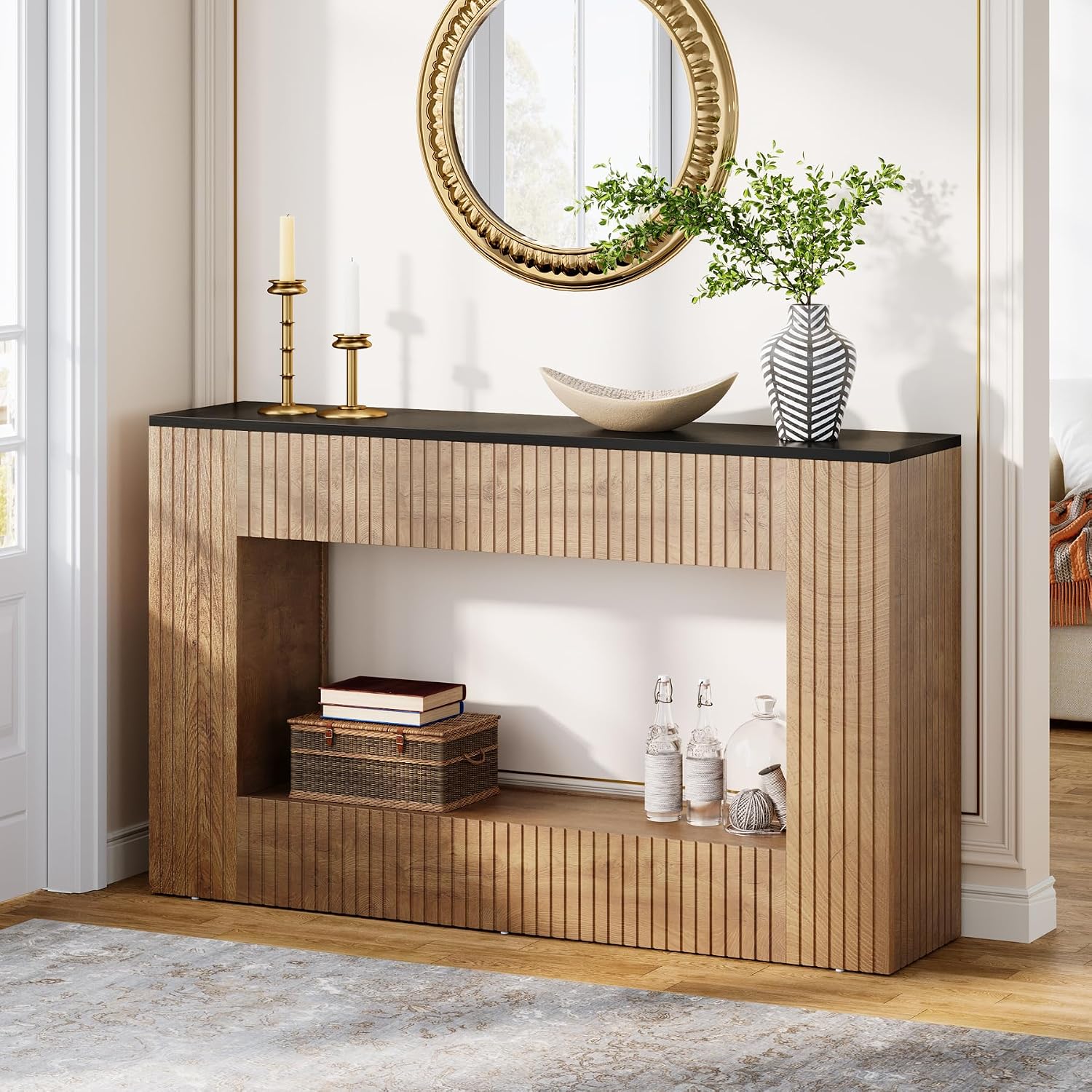 Tribesigns Modern Console Table, 55-Inch Wood Entryway Table with Storage, Narrow Long Sofa Table Behind Couch Table for Living Room, Foyer, Hallway, Brown
