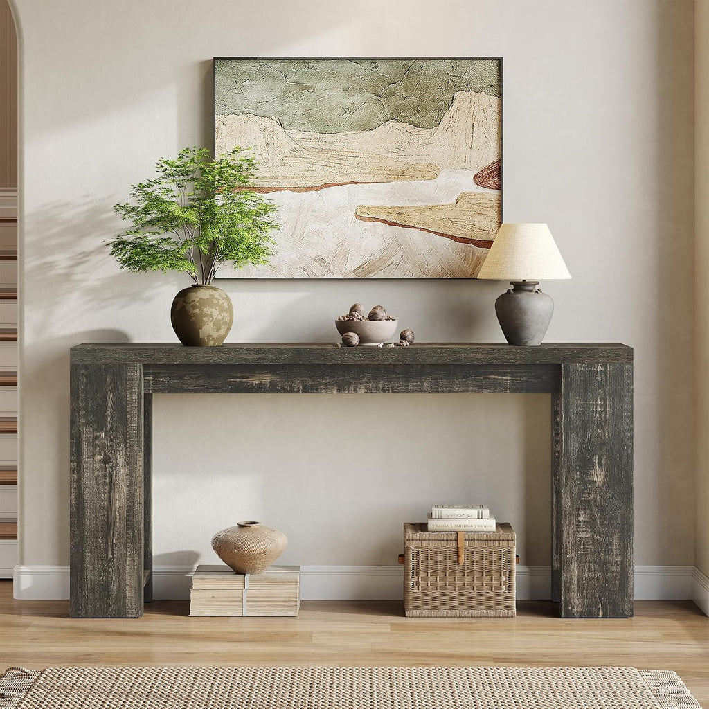 LITTLE TREE 70.9-Inch Long Console Table, Narrow Sofa Table Behind the Couch, Farmhouse Console Table for Living Room, Entryway, Hallway