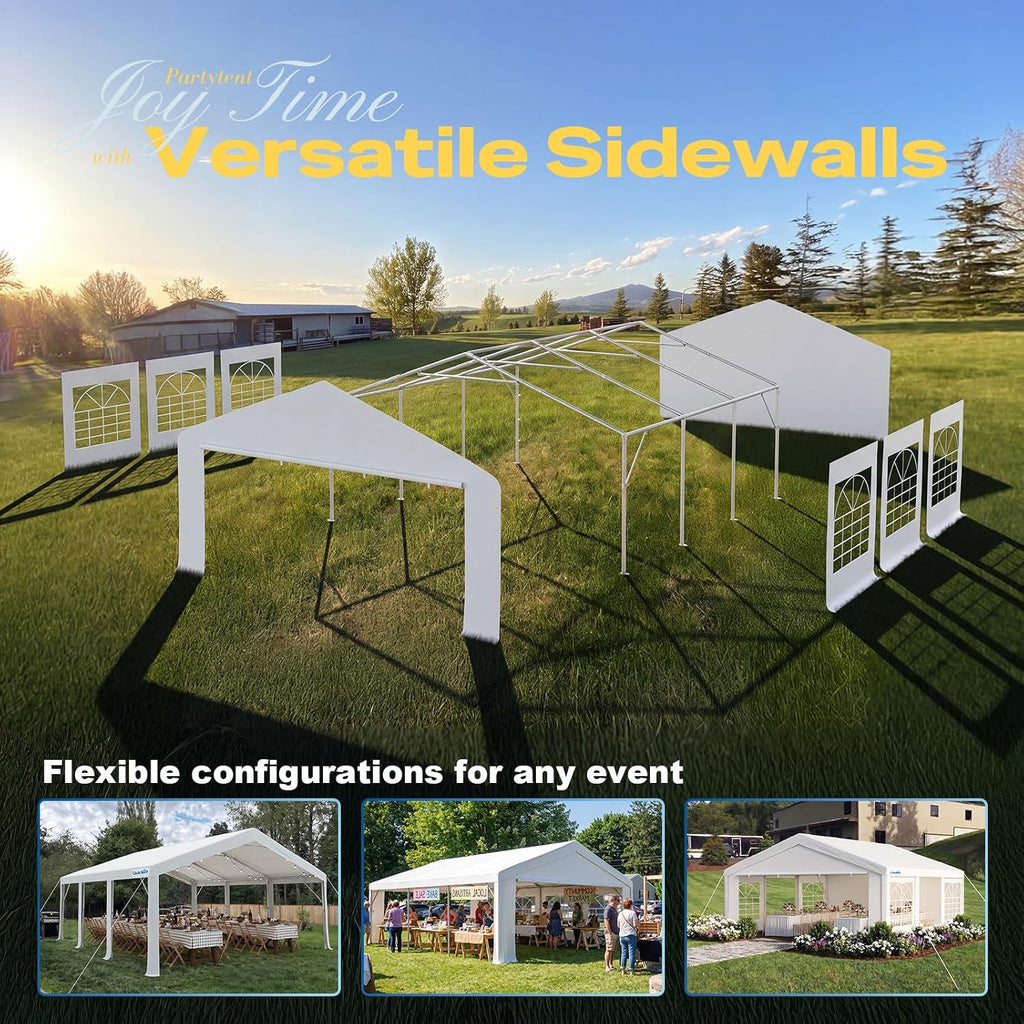 Quictent Premium 20x20 Party Tent Heavy Duty Outdoor Gazebo White Event Shelter Wedding Canopy Tent for Parties Carport BBQ with Removable Sidewall Windows & Storage Bags