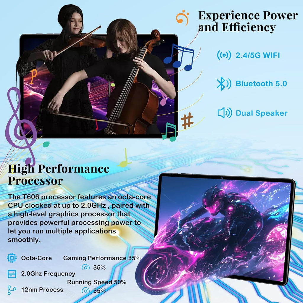 11 Inch Tablet, 2026 Android 15 Tablets with Octa Core, 24GB+256GB, 13+5MP Camera, Electronics Tablets with Widevine L1, 8000mAh Battery, 5G WiFi, GPS, HD IPS Display, 1TB Expand, BT 5.0 -Metal Black