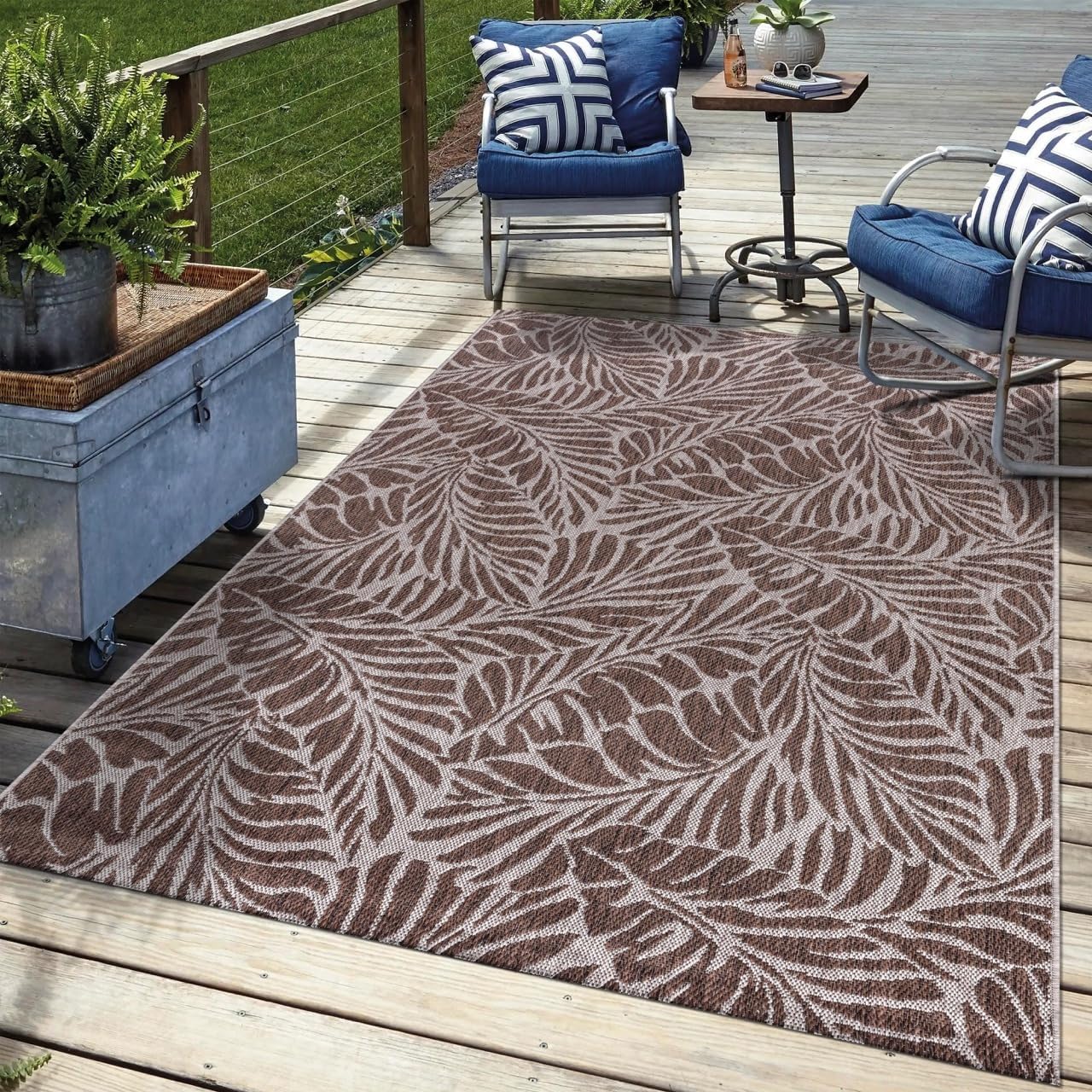 Keen Home Design Terrace Outdoor Area Rug - 9x12 Washable Indoor/Outdoor Rug for Patio, Kitchen, Balcony, Beach, Garden, Deck and Porch, Size: 8'10'x12'