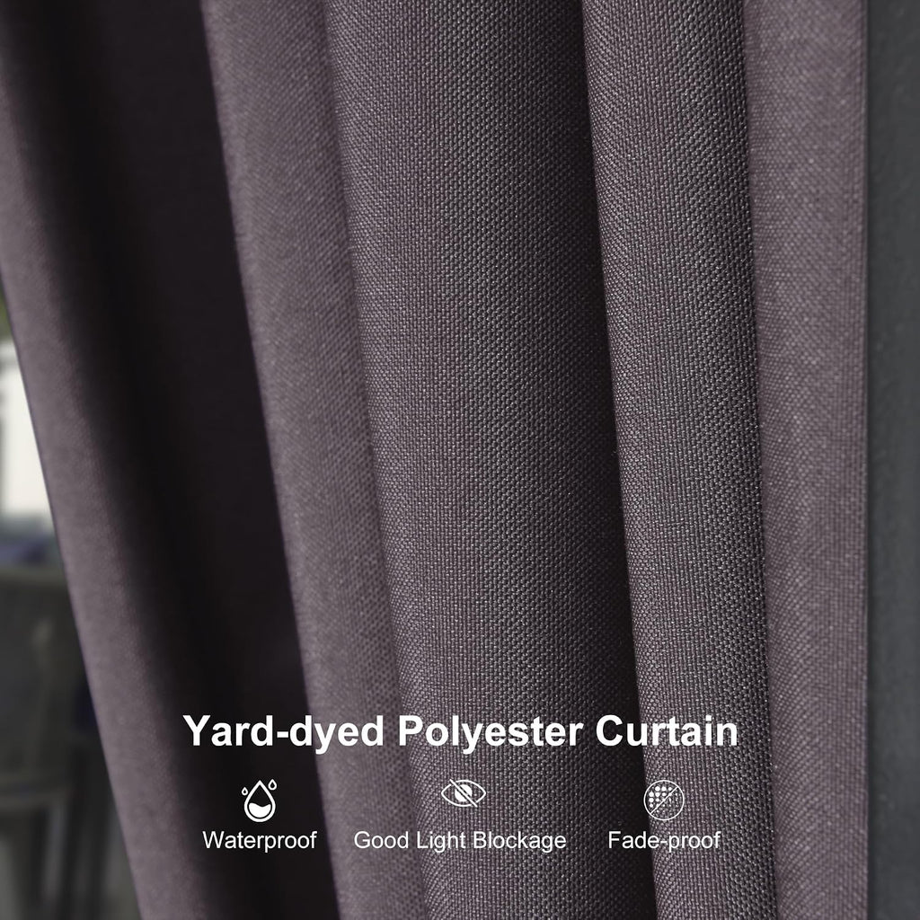 PURPLE LEAF 08'x12' Hardtop Outdoor Patio Gazebo with Lights UV Protected Aluminum Double Roof Galvanized Steel Frame Includes Netting and Curtains for Deck Garden Backyard Grey