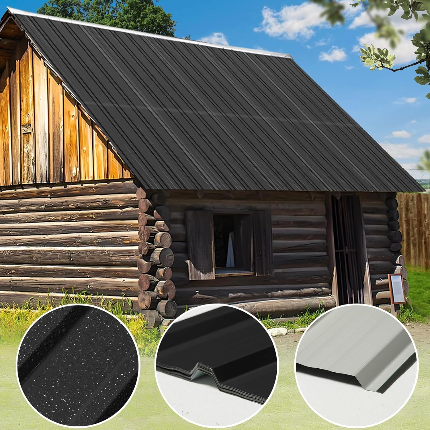 Metal Roofing Panels - 20 Pcs Corrugated Pergola Roofing Panels Heavy Duty Waterproof Tin Roof Materials for Shed Gazebo Garages Patio Siding 60.6x17.7in, Black