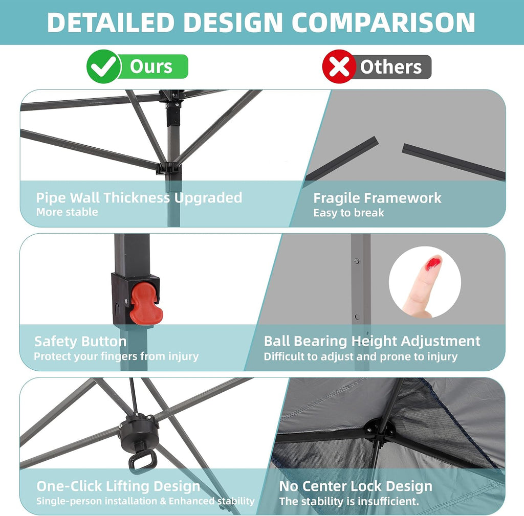 GDY 10x10 FT Pop Up Canopy Tent with One Push Setup,Setup Gazebo with 4 PVC Transparent Sidewalls,Easy Carry for Events, Parties, Camping, Gray