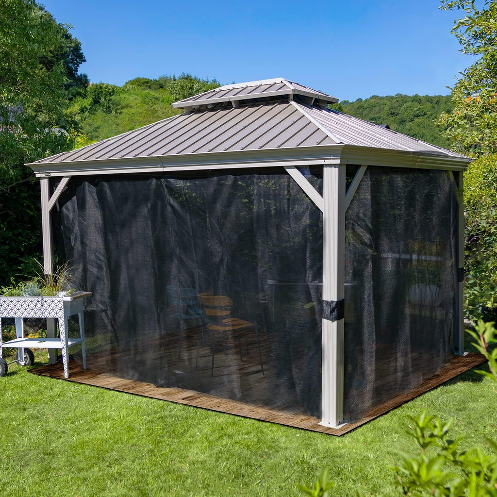 Sojag Outdoor 12' x 14' Monaco Hardtop Double Roof Gazebo Outdoor Sun Shelter, Champagne