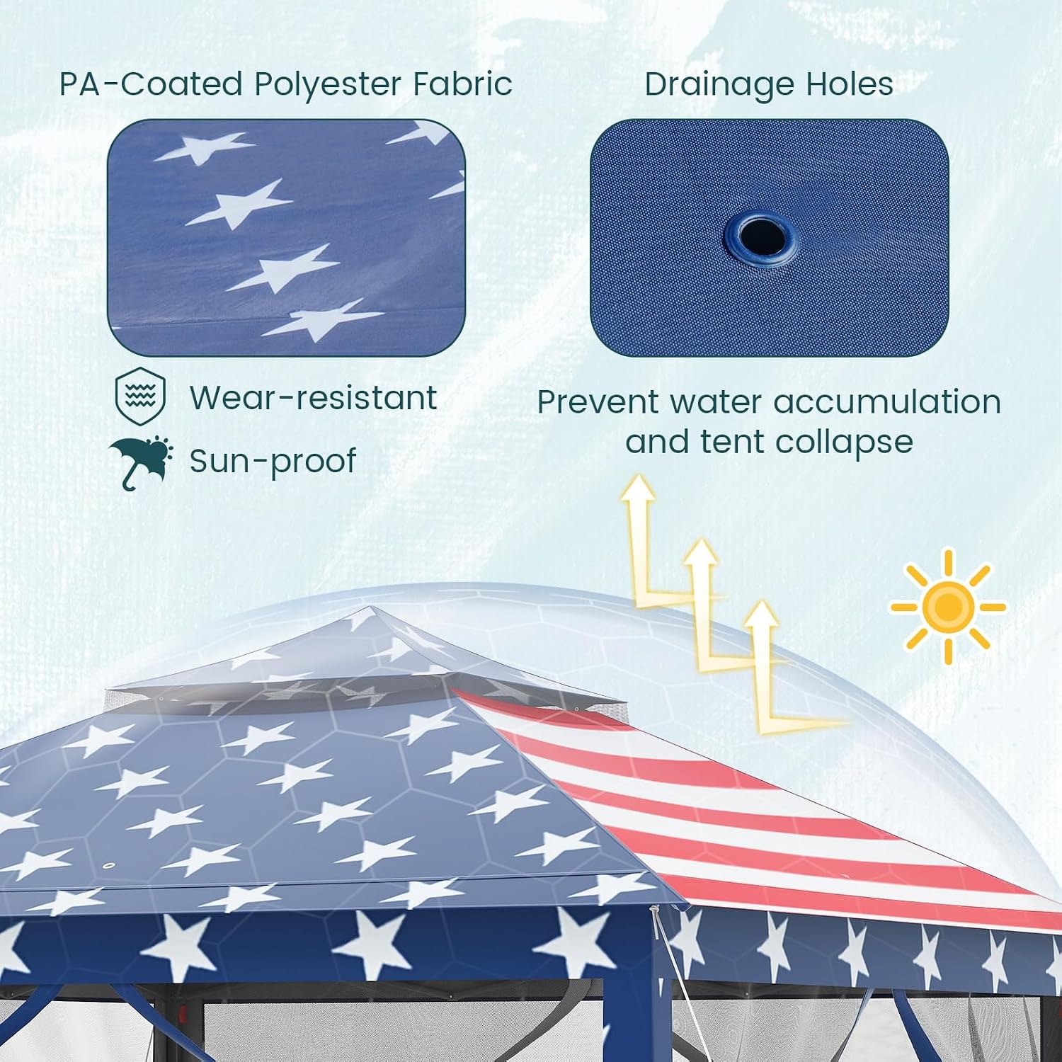 Goplus11 ft × 11 ft Pop up Gazebo, Portable Screen Canopy Shelter w/Mesh Netting Sidewalls, Vented Top, Drainage Holes, Heavy-Duty Height Adjustable Easy Setup Party Tent for Backyard