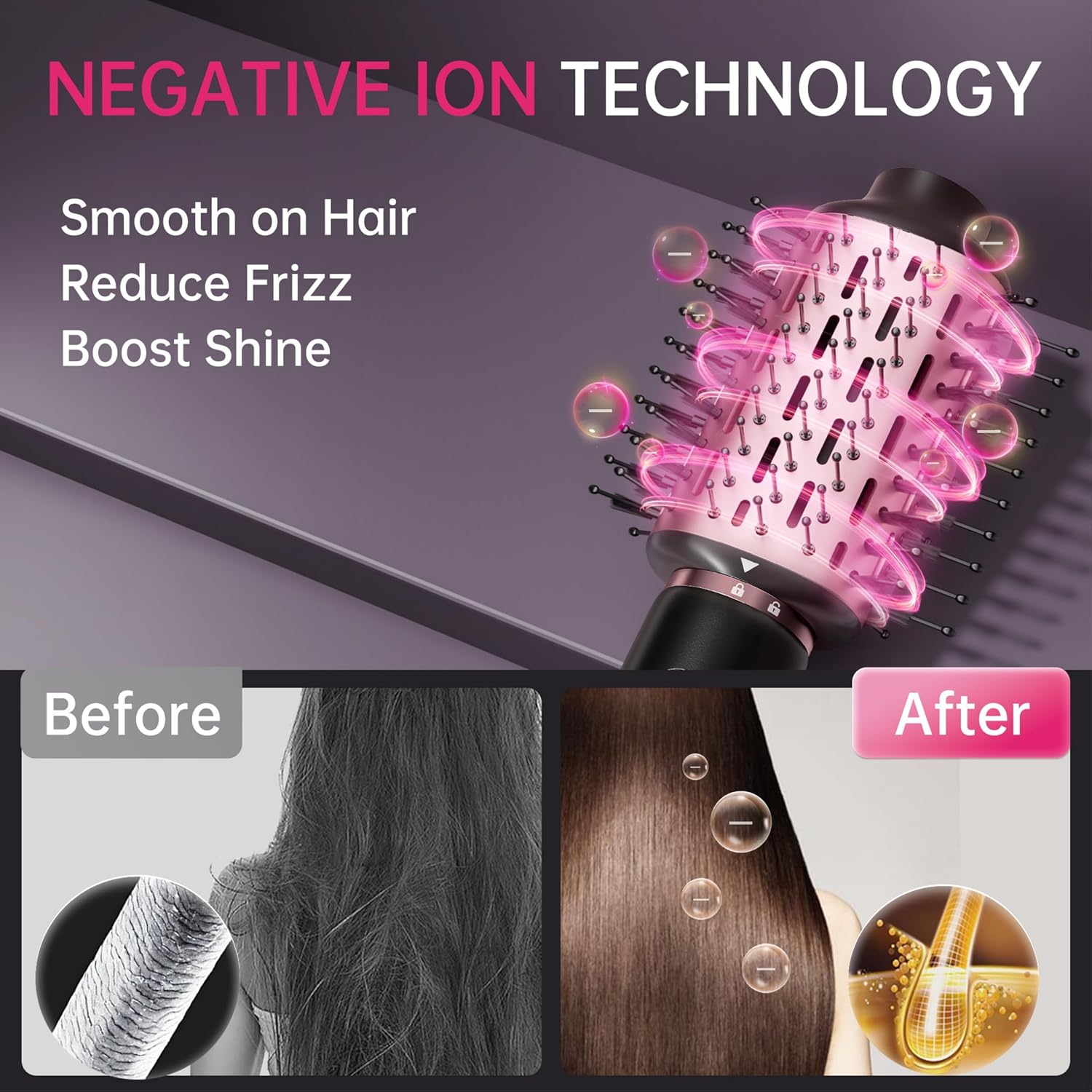 SKIMI 110,000 RPM Brushless Motor Hair Dryer Brush - 5 Multi-Styler for Fast Drying, Curling, Volumizing & Straightening | High-Speed Hot Air Brush for All Hair Types (Black & Rose Gold)