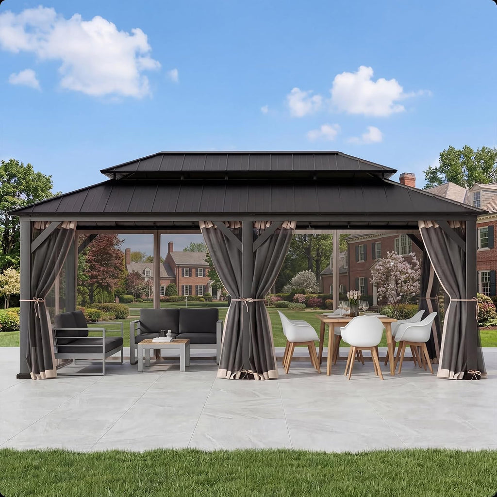 Covered Outdoor Gazebo Mosquito Netting Replacement Universal 6-Panel Sidewalls 12' x 24', Outdoor Gazebo Mosquito Nettings with Double Zipper, Replacement for Patio Canopy, Garden (Mosquito Net Only)