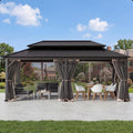 Covered Outdoor Gazebo Mosquito Netting Replacement Universal 6-Panel Sidewalls 12' x 24', Outdoor Gazebo Mosquito Nettings with Double Zipper, Replacement for Patio Canopy, Garden (Mosquito Net Only)