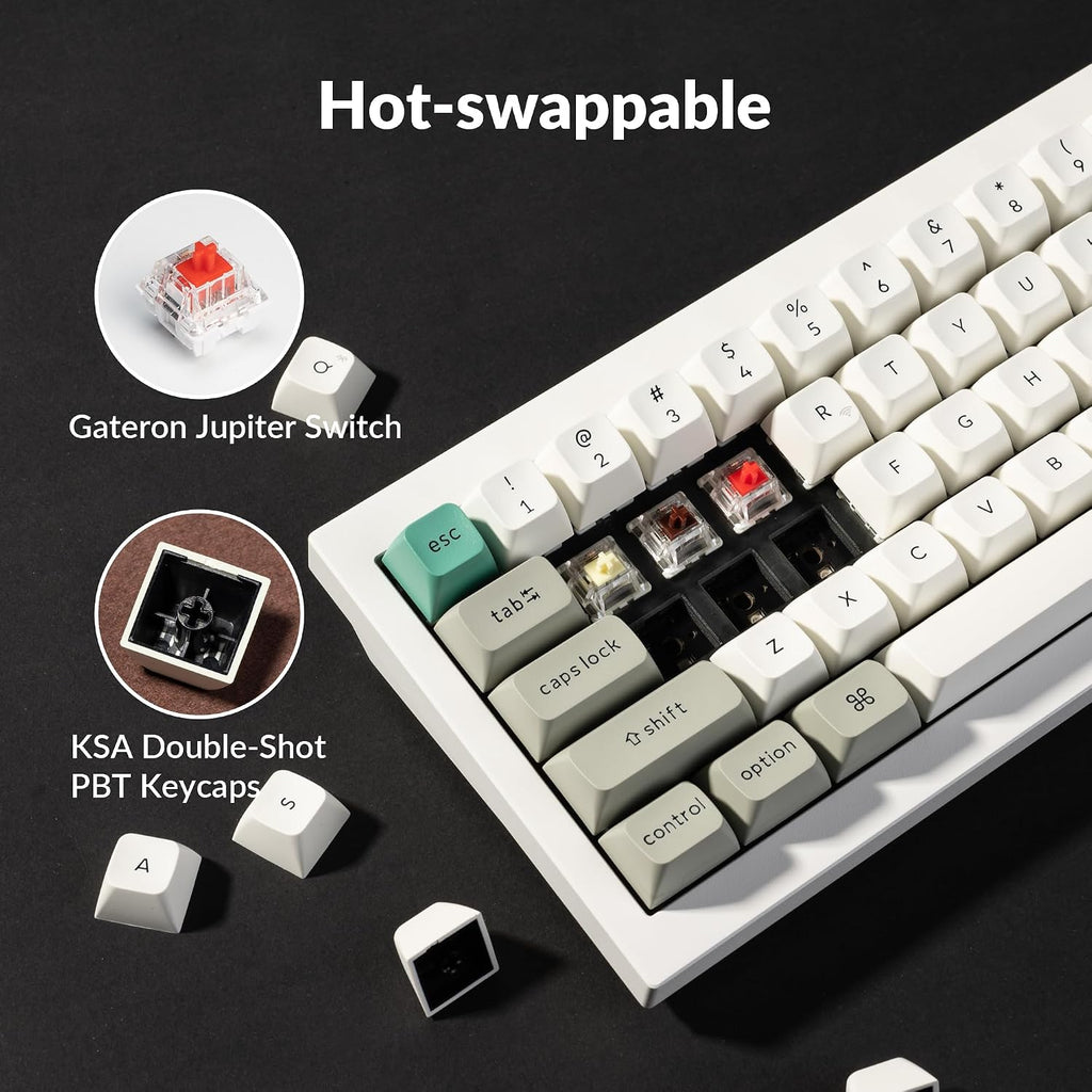 Keychron Q2 Max Wireless Custom Mechanical Gaming Keyboard, QMK/VIA Programmable Knob 2.4 GHz/Bluetooth 5.1/Wired, 65% Compact RGB Hot-Swap with Gateron Red Switch for Mac Windows Linux - White