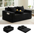 MAXYOYO Loveseat Sofa Bed, 64' Foldable Floor Sofa Couch in A Box with 2 Cup Holders, 4 in 1 Convertible Boneless Couch Folding Recliner Sleeper Chair for Living Room, No Assembly Required, Black