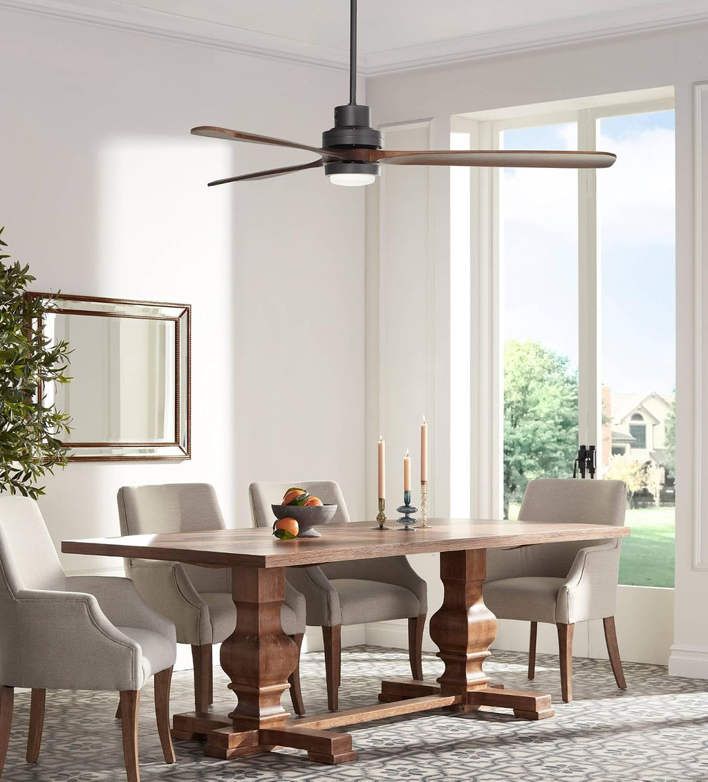 Casa Vieja 66' Delta-Wing XL DC Modern Industrial Indoor Ceiling Fan with LED Light Remote Control Matte Black Dark Walnut Opal Glass for Cottage Core Living Room Kitchen House Bedroom Family Dining