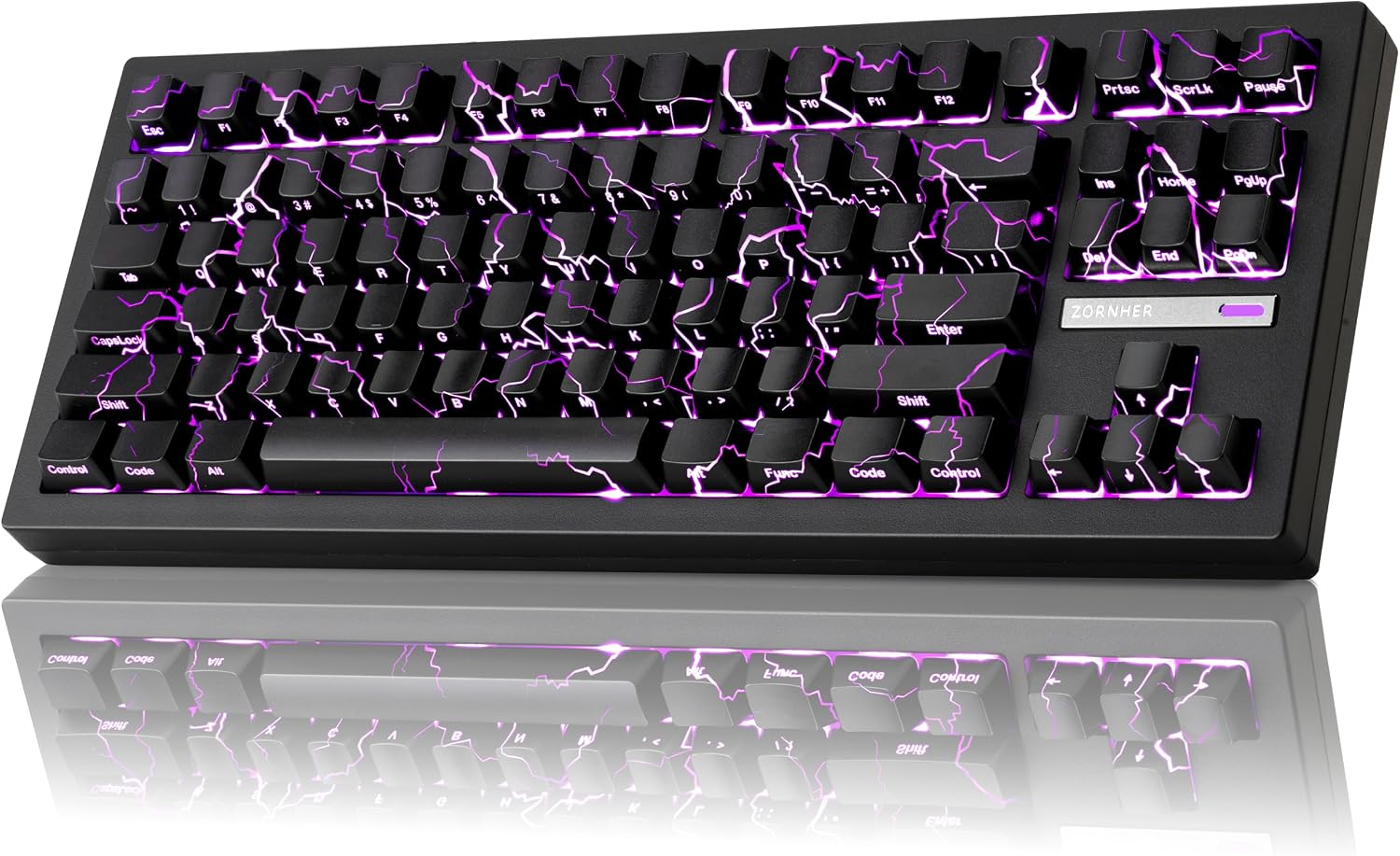 ZORNHER ZH870 Wireless Gaming Mechanical Keyboard,80% Black Custom Creamy Sound Keyboard with Shine Though Lightning IMD Keycaps,Creamy Sounding Linear Switches,Hot-Swappable,RGB Backlit