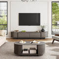 Coffee Table and TV Stand Set of 2,76.4'' Modern TV Console，Entertainment Center with 4 Drawers,Modern Oval Coffee Table with Storage, Wood Center Tables for Living Room, Bedroom, Home Office, Grey