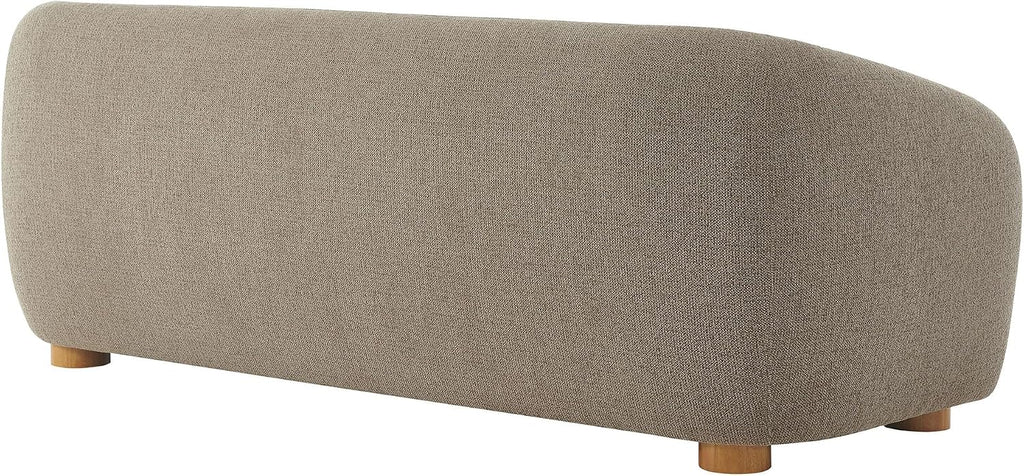 Modway Holland 85 Inch Minimalist Curved Back Sofa in Taupe – Chenille Fabric Sofa with Ball Throw Pillows and Wood Feet – Modern 3-Seater Couch for Living Room