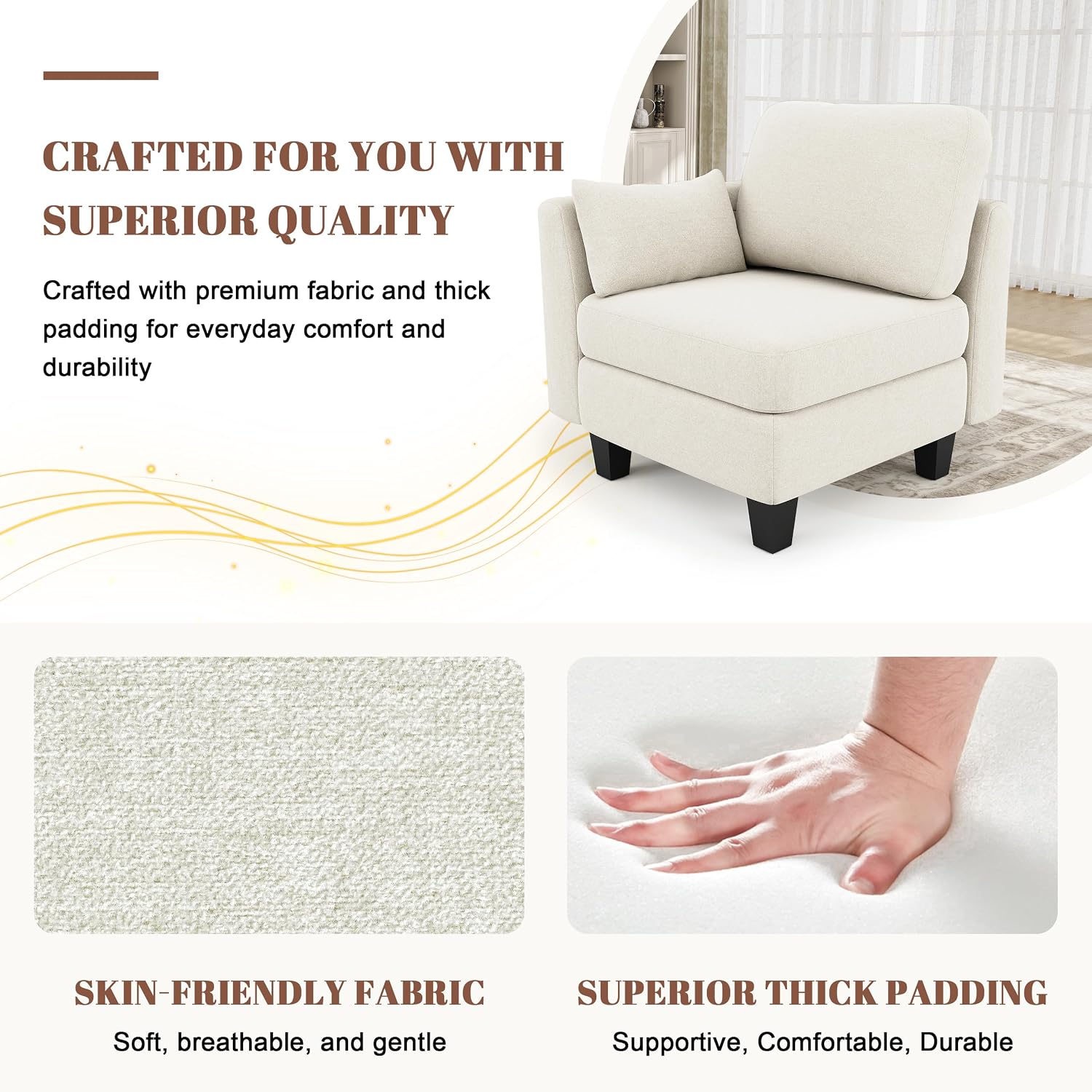 Sectional Sleeper Sofa, 8 Seaters Modular Sleeper Sofa Couch, Comfy Sectionals Couches Bed, Convertible Sofas with Ottomans, Modular Sectional Couches for Living Room, Beige
