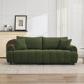 88 'Modern Boucle Sofa Couch, Oversized Comfy 3 Seater Sherpa Curved Sofas Deep Seat, Upholstered Loveseat Teddy Round Arm Couches for Living Room, Bedroom, Green