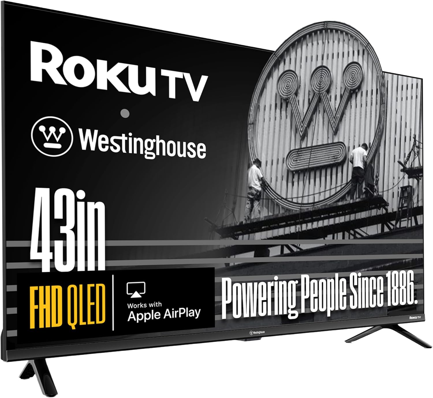 Westinghouse Roku TV - 43 Inch Smart TV, FHD QLED Television w/Dolby Digital+, Wi-Fi & Mobile App Connectivity, Flat Screen, Bluetooth, Compatible w/Apple AirPlay, Alexa, & Google Assistant