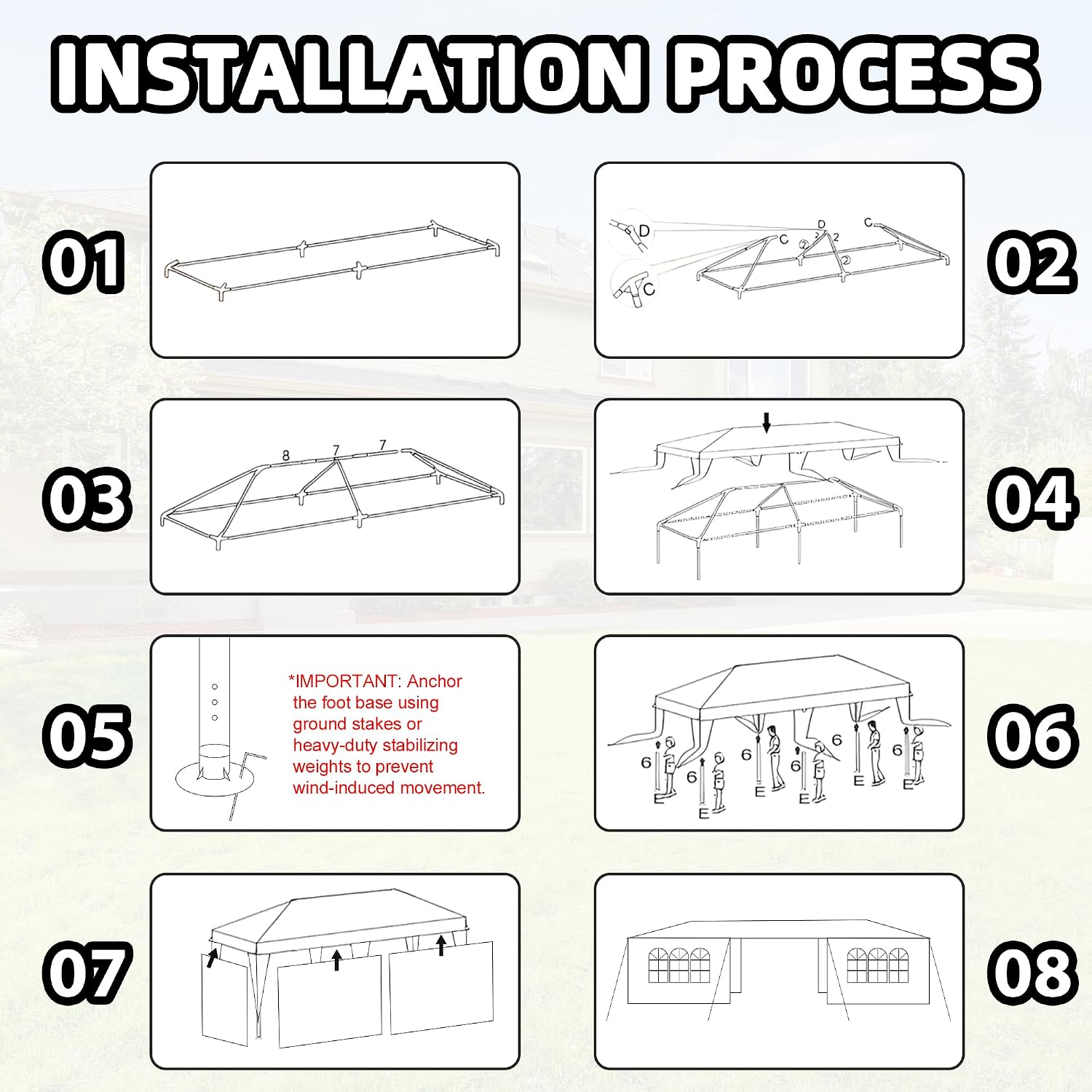 10x20 Party Tent Heavy Duty Outdoor Canopy Tents for Parties with 4 Removable Sidewalls Outside Large Carpas para Fiestas for Backyard Patio Events Wedding BBQ, White