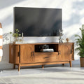 Mxtxmy 63' Fluted TV Stand for Tvs up to 70', Mid-Century Modern Entertainment Center with Drawers and Fluted Doors, Curved TV Media Console Table with Sliding Doors for Living Room, Bedroom (63')