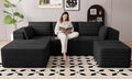 106' Cloud Sectional Boneless Couches for Living Room, Modular U Shaped Couch with Deep Seat, Removable Ottoman, Memory Foam Compressed Spineless 4 Seater Sofa for Bedroom Apartment, Black