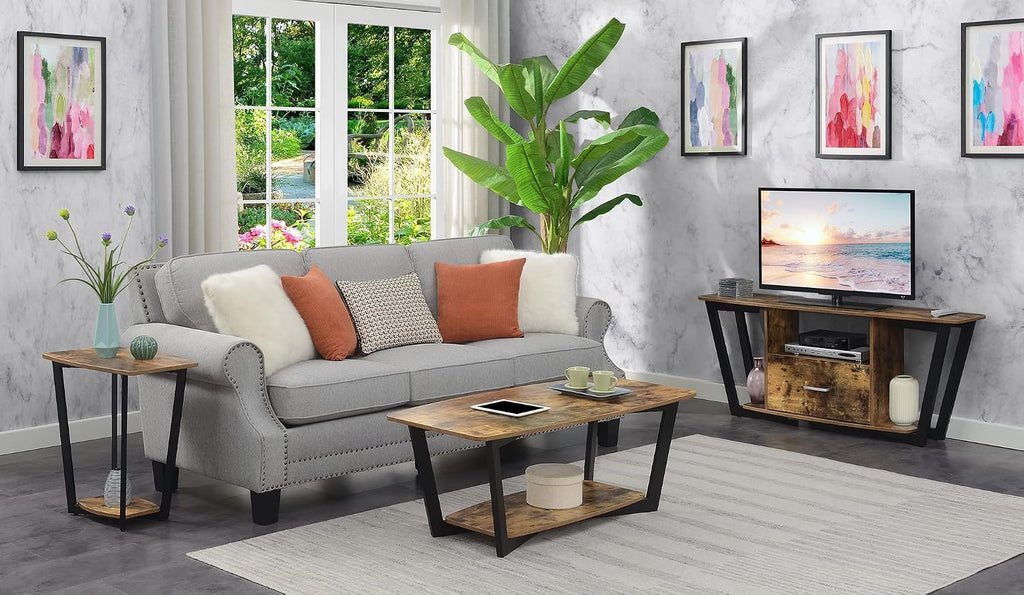 Convenience Concepts Graystone TV Stand 59.25' - Modern Entertainment Center for TVs up to 65', Industrial Media Console with Storage Drawer & Shelves for Living & Family Room, Barnwood/Black