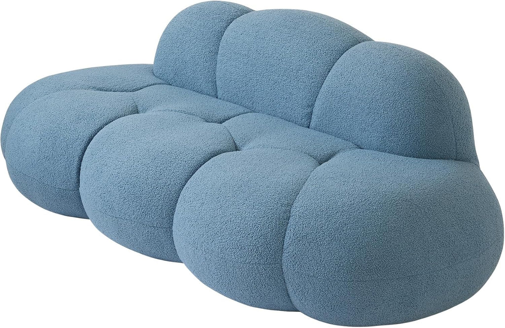 JACH Cloud Shaped Couches for Living Room, Modern Comfy Upholstered Sofa, Cloud Shaped Leisure Sofa, Upholstered Couch for Bedroom, Apartment, Small Space (Blue, No Assembly Required)