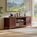 ChooChoo 54' Farmhouse TV Stand for TVs up to 65 inches, Entertainment Center with Storage Cabinets, Open Shelves and Fluted Door, TV Console Table for Living Room, Bedroom, Walnut