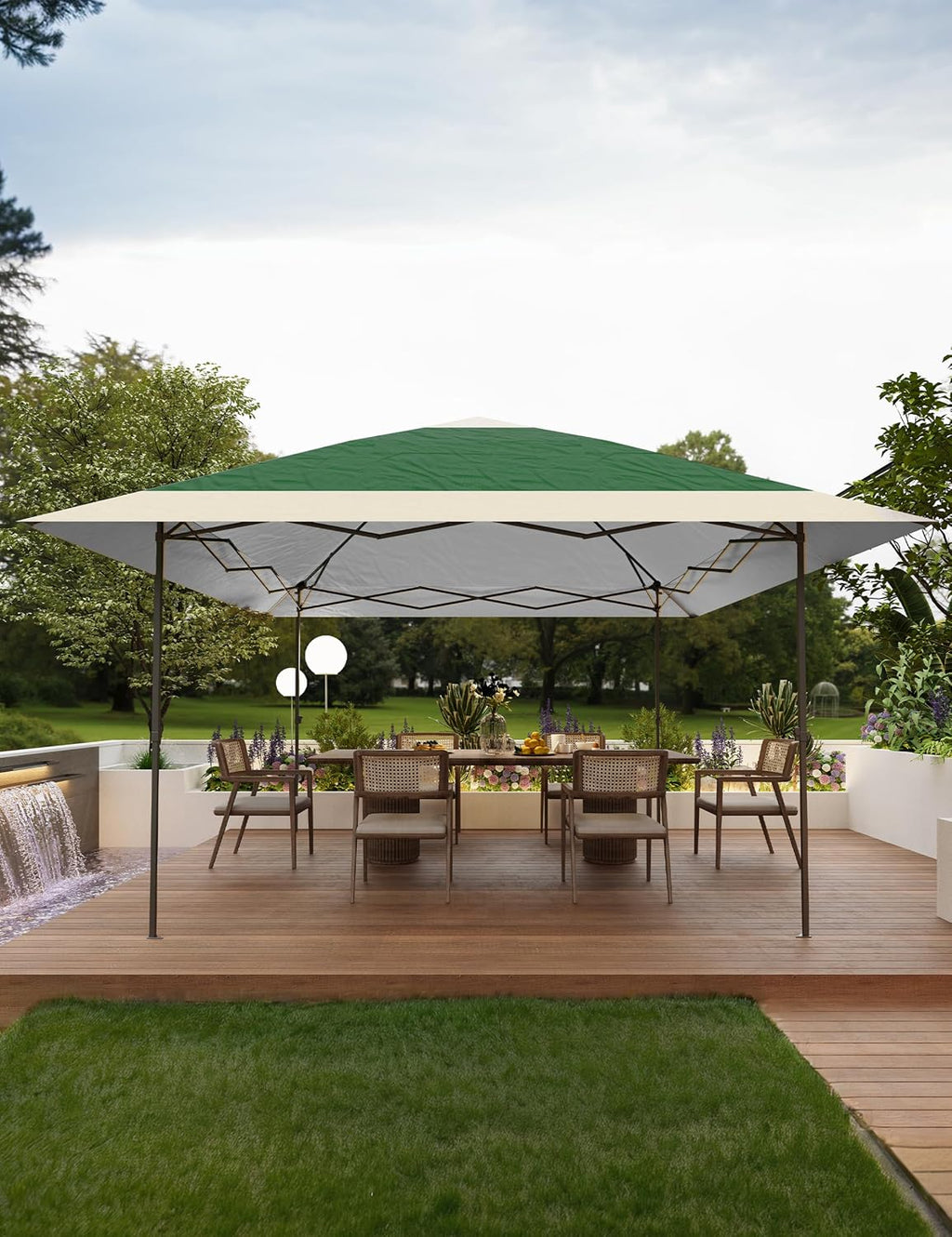 KYBOLT 13x13 Pop Up Gazebo Outdoor Canopy Shelter with 4 Stanbags, 8 Stakes Instant Gazebo Tent for Lawn, Garden, Backyard Deck (Olive Green + Taupe)