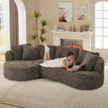 120'W Oversized Modern Curved Cloud Couch,Corduroy Modular Sectional Sofa with Chaise, L Shaped Boneless Couch, Compression Foam Sofa for Living Room Bedroom, No Assembly Required(Left Facing, Brown)