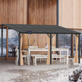 10x14 Outdoor Lean to Gazebo, Large Wall-Mounted Pergola Gazebo, Hardtop Heavy Duty Pavilion with Metal Frame, Awnings for Patios, and Permanent Gazebos for Decks and Backyards