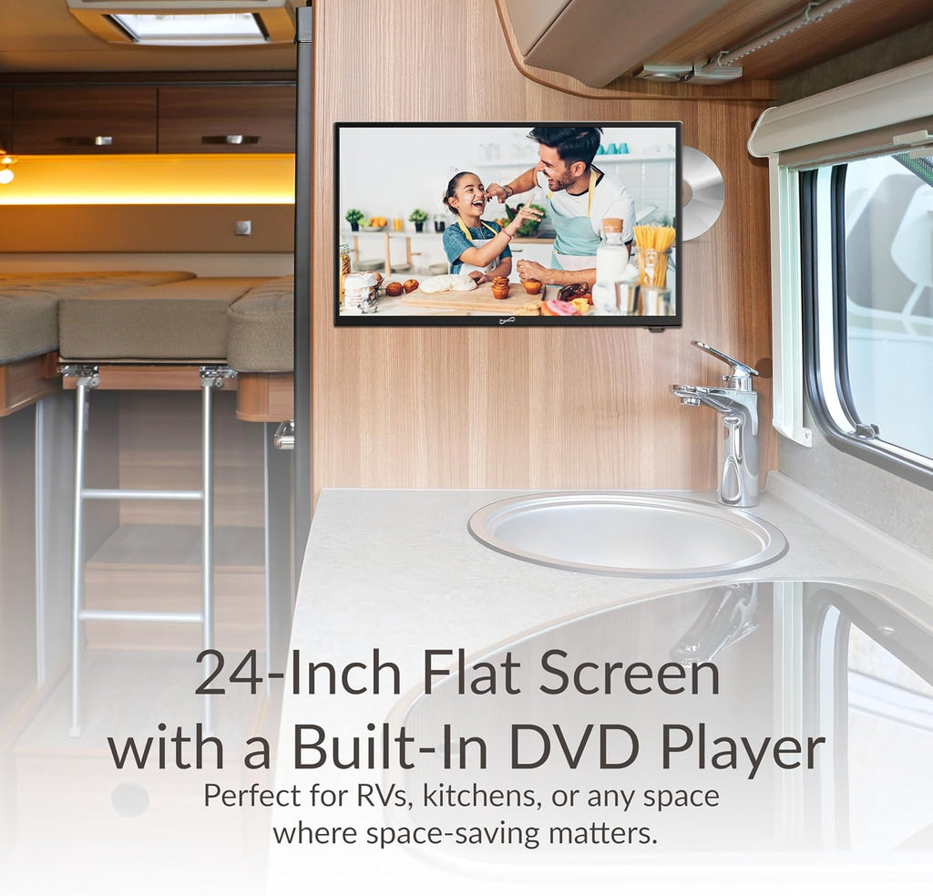 Supersonic SC-2412 24-Inch HDTV & Monitor with Built-in DVD Player, 1080p,Vibrant Colors, HDMI/USB/AC Ports, TV-to-PC Transition, and AC/DC Compatibility
