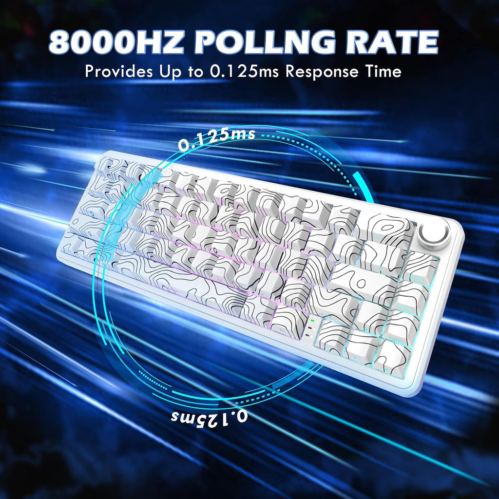 ATTACK SHARK X11 & X65 PRO HE Rapid Trigger Hall Effect Keyboard,60% Magnetic Keyboard 8K Polling Rate RGB Hot Swap,Wireless Gaming Mice with Charging Dock 22K DPI,BT/2.4Ghz/Wired,Coiled Cable-White