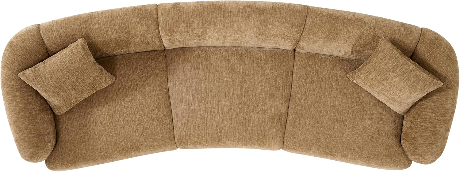 Merax 98.5' Modern 3 Seater Curved Sofa, Luxury Boucle Fabric Sofa, Minimalist Cozy Cloud Couch for Living Room, Bedroom, Apartment, Home Office, Mocha