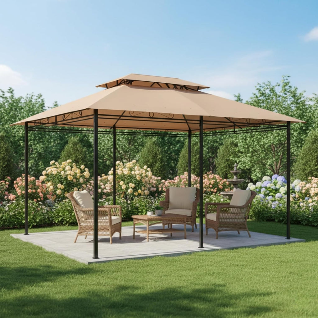 Garden Winds Reinforced RipLock 350 Replacement Canopy Top Cover Compatible with Outsunny 10' x 13' Gazebo Models 01-0154, 84C-050 - Beige