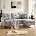 80' Convertible Sectional Sofa Couch with Movable Ottoman, 3 Seats Sectional Sofas L Shaped Couch for Small Spaces, Soft Fabric Couch for Living Room (Light Grey)