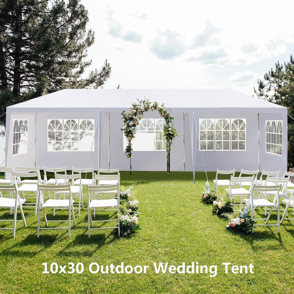 Outdoor Gazebo Canopy Wedding Party Tent Camping Shelter Commercial Instant Shelter Waterproof Tent with Removable Side Walls (10'x30' Five Sides)