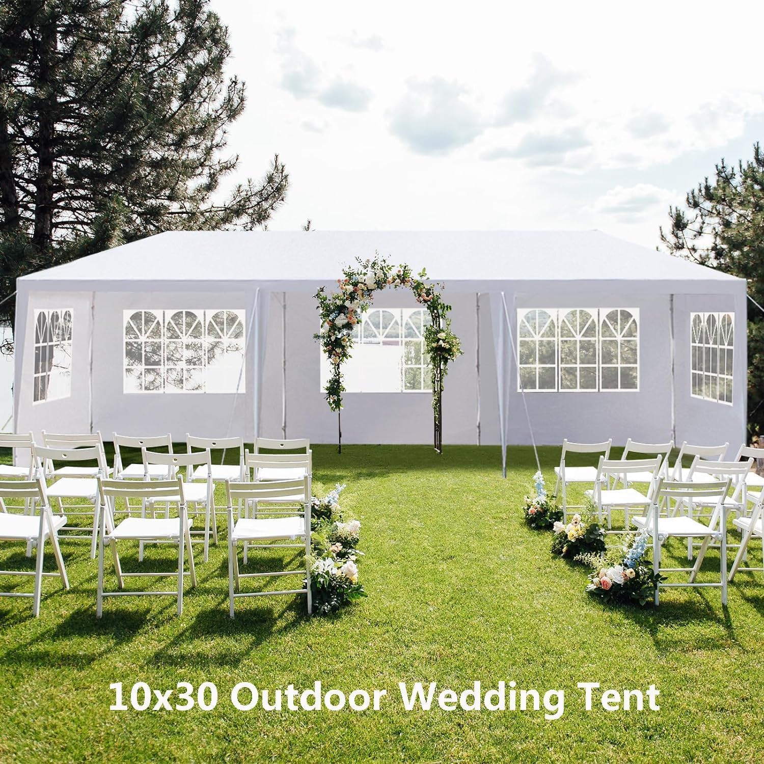 Outdoor Gazebo Canopy Wedding Party Tent Camping Shelter Commercial Instant Shelter Waterproof Tent with Removable Side Walls (10'x30' Five Sides)