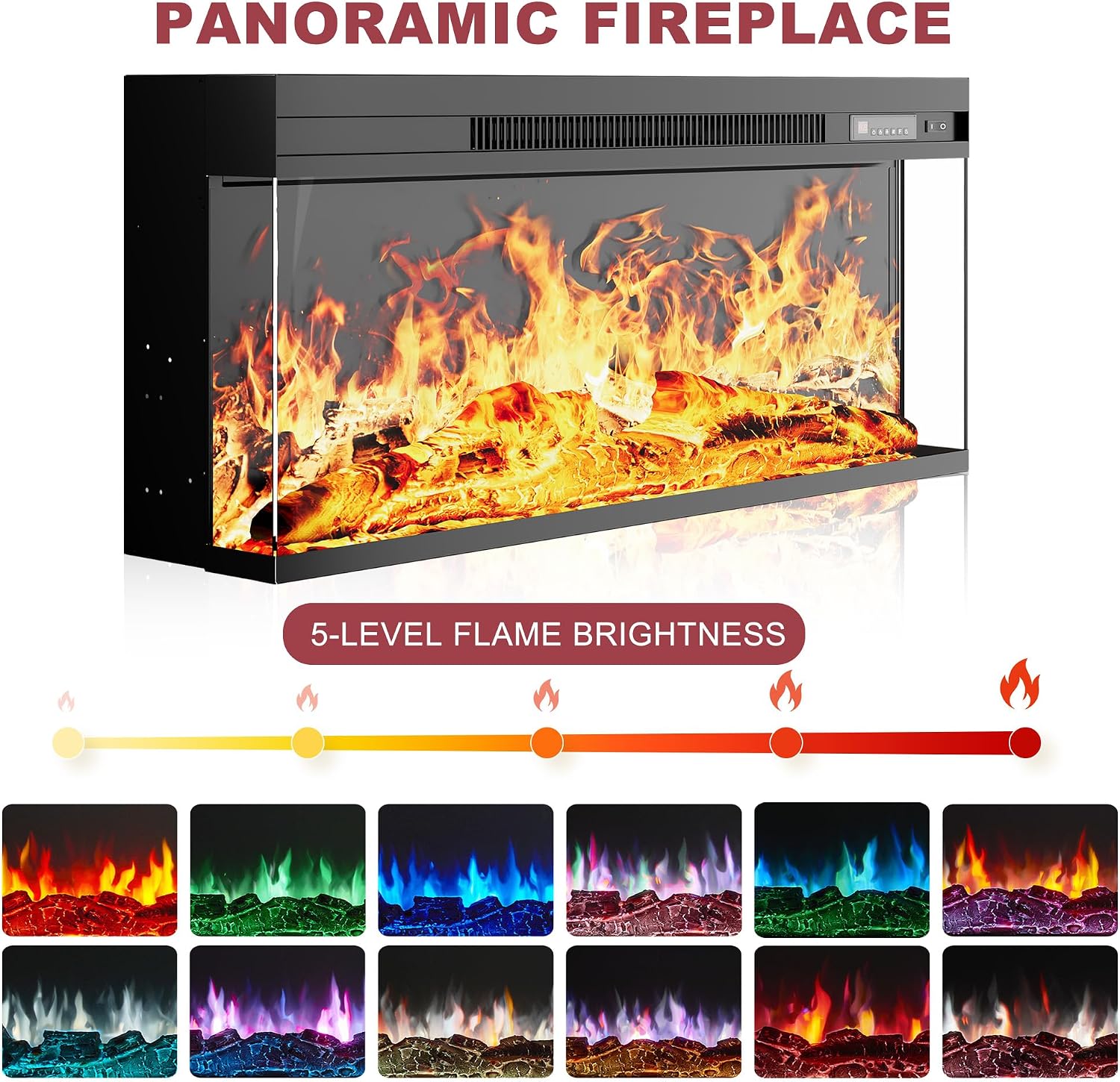 97' Fireplace TV Stand with 36' Electric Fireplace, Farmhouse Entertainment Center for TVs up to 100', Media Console Table with Large Storage Cabinets, for Living Room, White