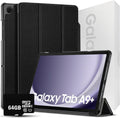 Samsung 2024 Galaxy Tab A9+ 11' 64GB | Android 13 WiFi Touchscreen International | Big Screen, Quad Speakers, Slim | Tablet Bundle - Hard Back Trifold Stand Case + 64GB SD Card (Grey) | MdTec