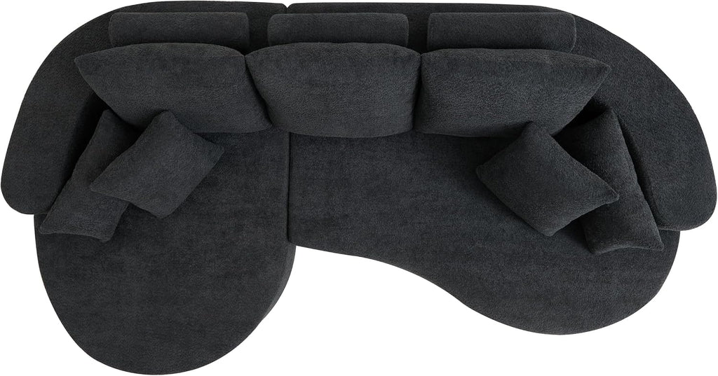 Christopher Knight Home Carden 106' Curved Modular Sectional Sofa, Fabric Upholstered Comfy Sofa Couch with Chaise Lounge, Modern Cloud Couch with Deep Seat, No Assembly Required, Black