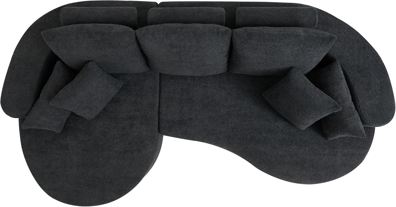 Christopher Knight Home Carden 106' Curved Modular Sectional Sofa, Fabric Upholstered Comfy Sofa Couch with Chaise Lounge, Modern Cloud Couch with Deep Seat, No Assembly Required, Black