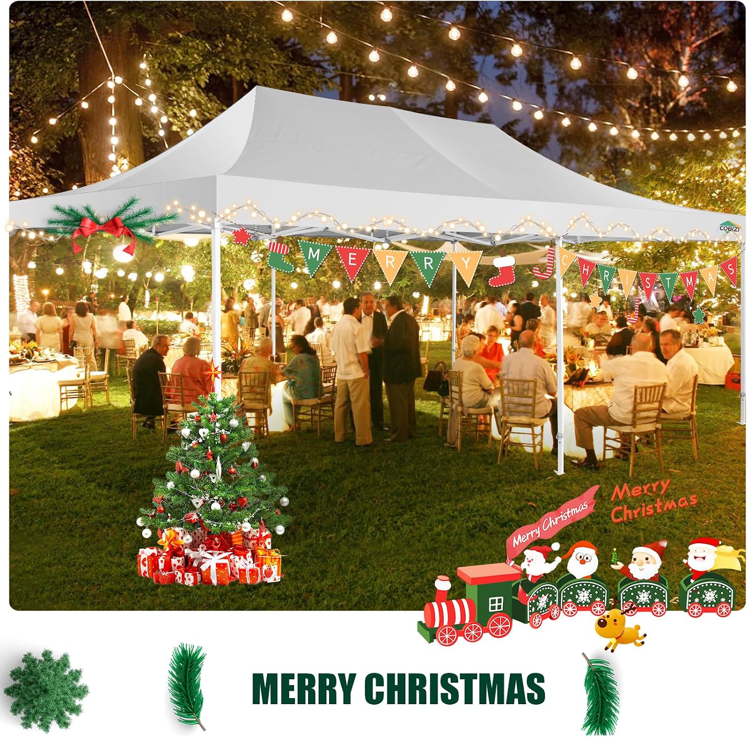 COBIZI 13x26 Pop Up Canopy with 6 Removable Sidewalls Heavy Duty Canopy Party Tents for Parties, Outdoor Wedding Large Event Tent Wind Waterproof UPF 50+ Easy Up in Garden Lawn with Roller Bag, White